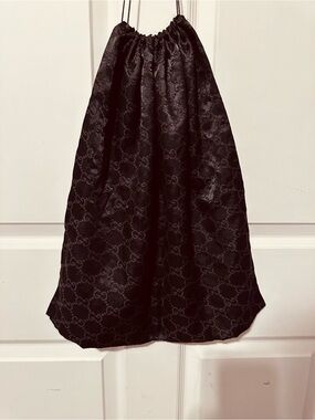 Gucci | Dustbag | Gucci GG Dark Brown/Black Drawstring Satin Jacquard Dustbag